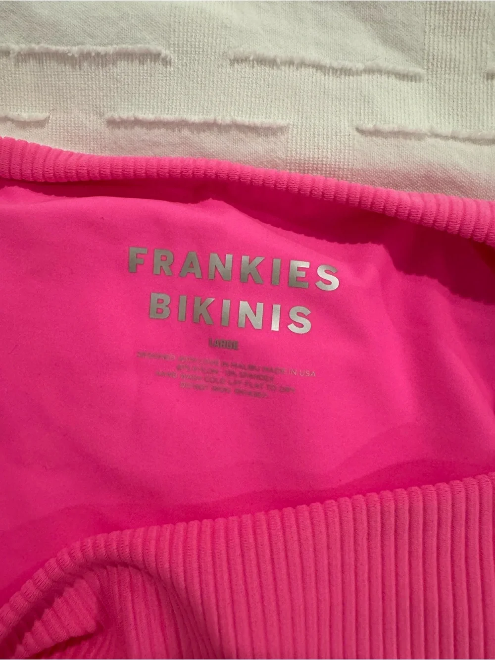Frankie's Bikinis Ribbed High-Leg Bikini Bottom - Hot Pink